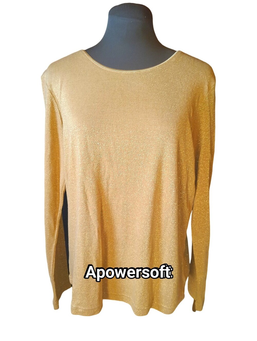 Vintage White Stag Size 12/14 Sparkly Gold Metallic Long Sleeve Top - Picture 5 of 8
